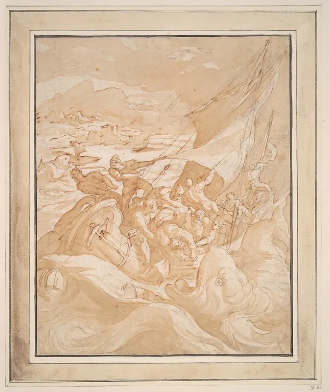 Jonah Thrown Overboard by Maerten De Vos - Canvas Print