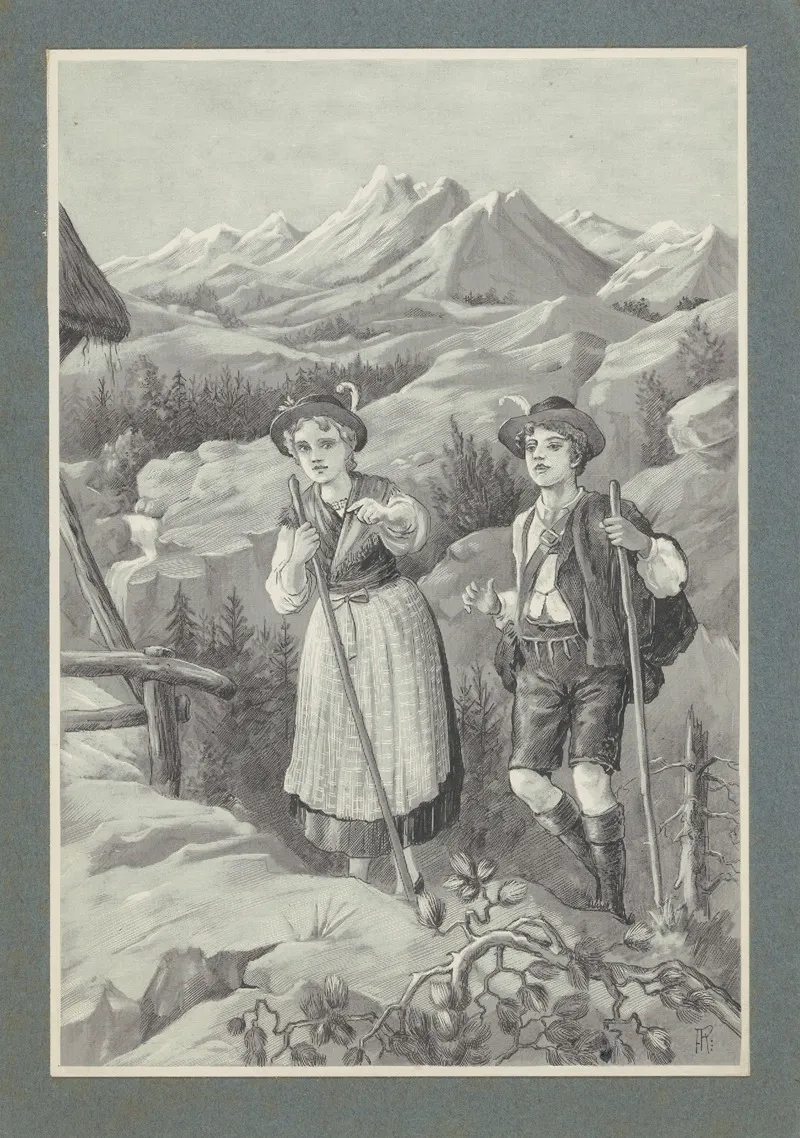 Jongen En Meisje Wandelen In Een Berglandschap