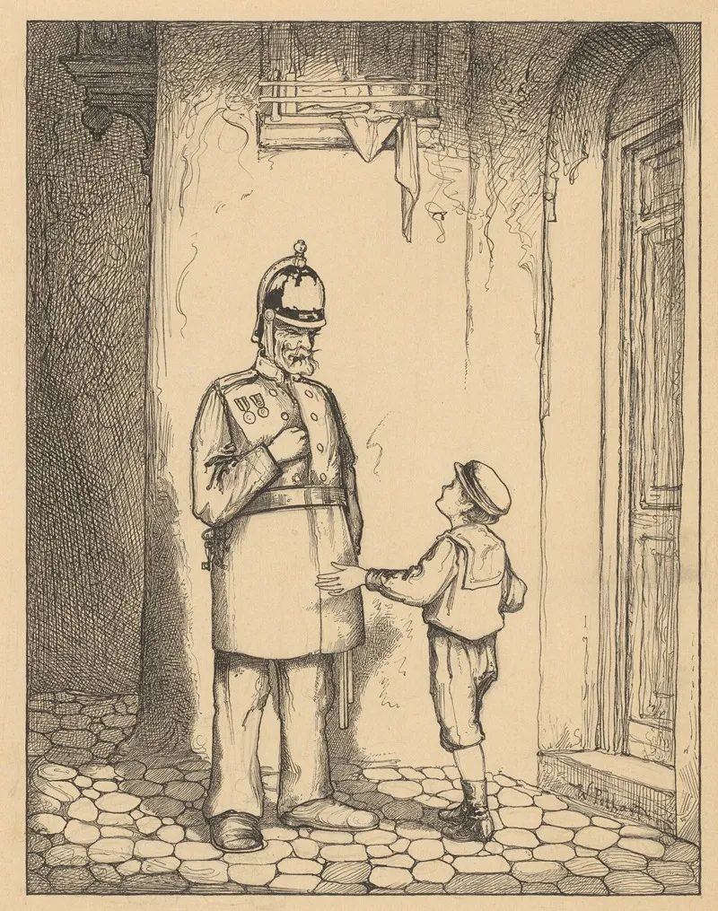 Jongen En Politieman Bij Een Deur by Willem Pothast - Canvas Print