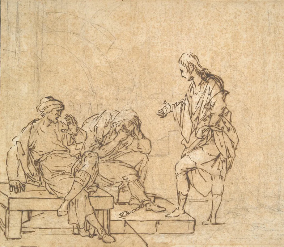 Joseph And The Two Prisoners by Michel-François Dandré-Bardon - Canvas Print