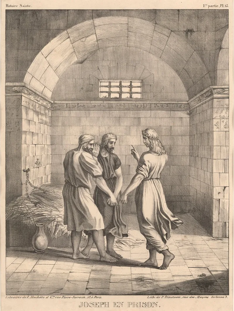 Joseph En Prison by P. Bineteau - Canvas Print