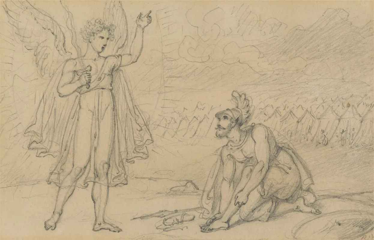 Joshua And The Angel by Richard Westall - Canvas Print