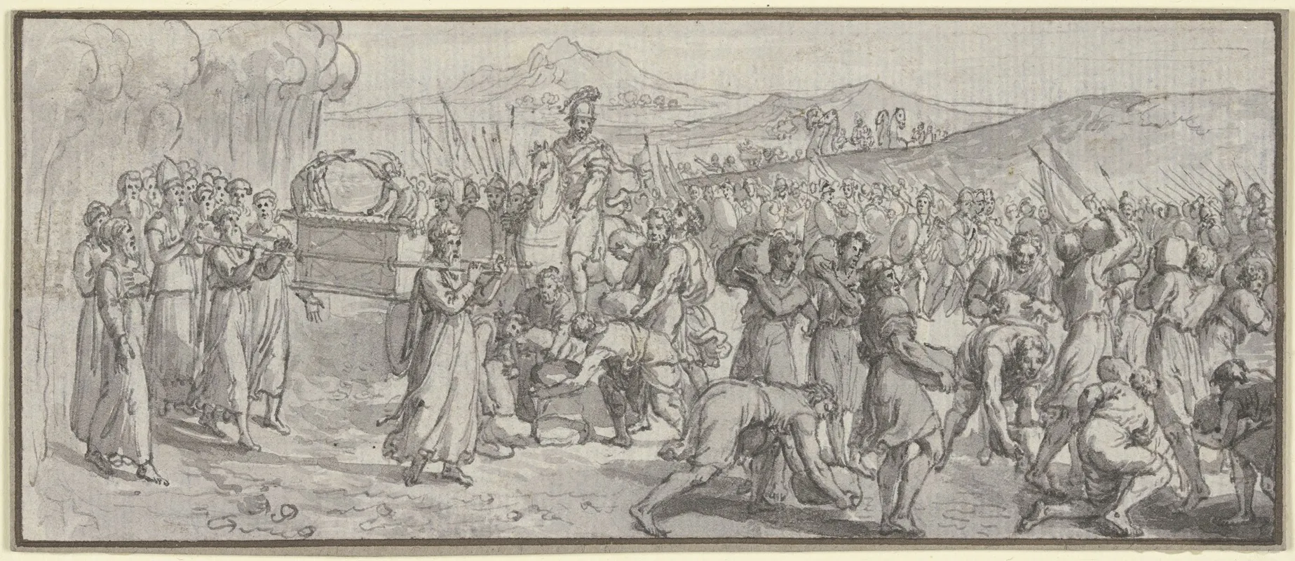 Josua Geht Trockenen Fuses Mit Der Bundeslade Durch Den Jordan by Sébastien Leclerc - Canvas Print