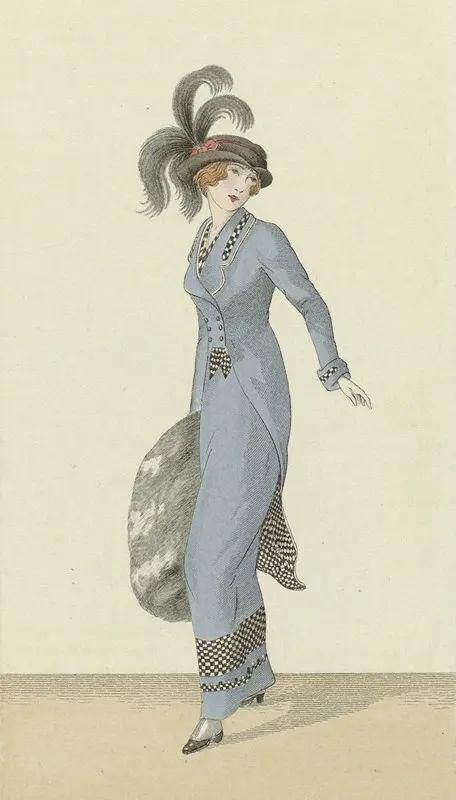 Journal Des Dames Et Des Modes 1912 Costumes Parisiens No 23 Robe En Velours De Laine Bleu