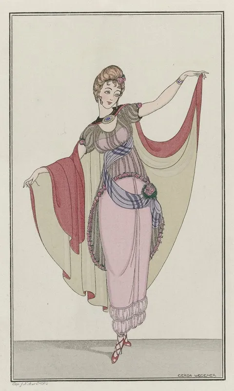 Journal Des Dames Et Des Modes Costumes Parisiens 1914 No 165 Robe A Danser by Gerda Wegener - Canvas Print