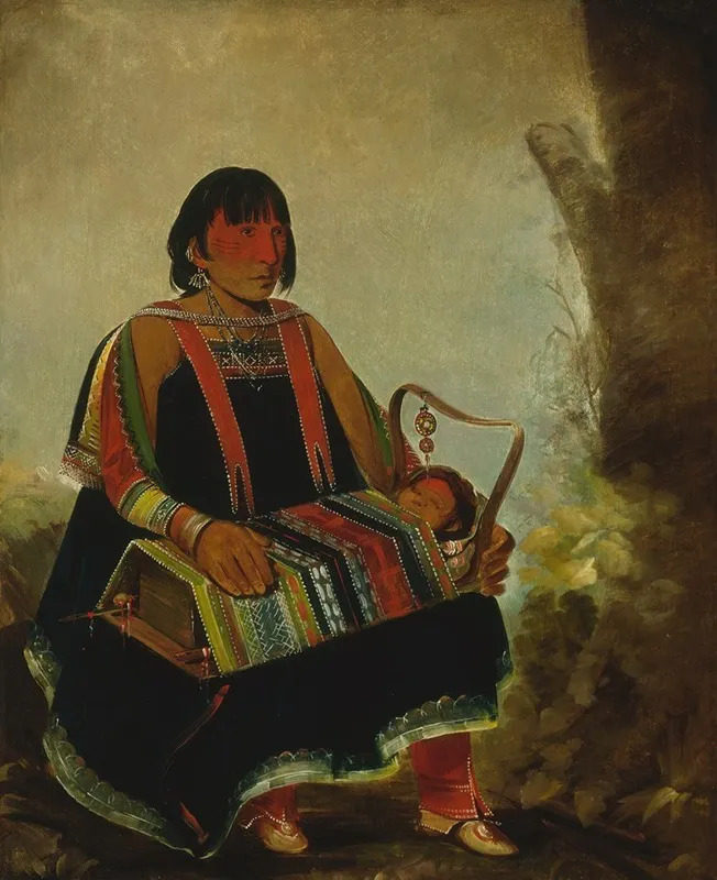 Ju Ah Kis Gaw Woman With Her Child In A Cradle