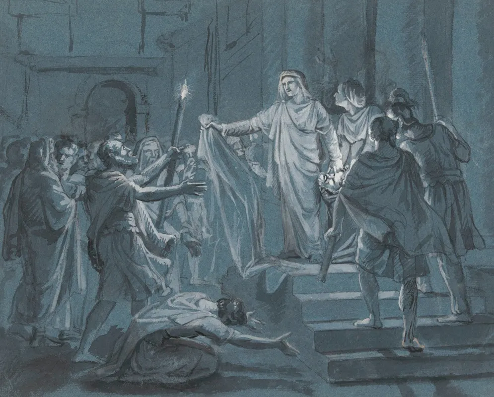 Judith Shows Her People The Head Of Holofernes by Jean Antoine Verschaeren - Canvas Print