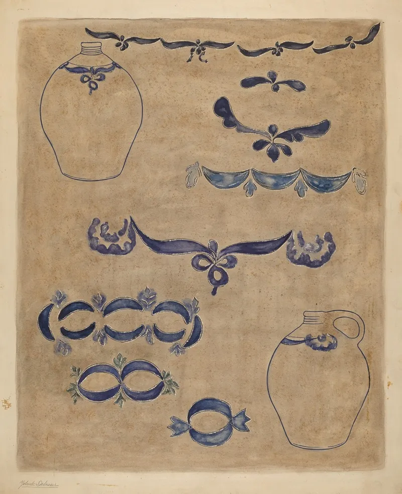 Jug And Decoration by Yolande Delasser - Canvas Print