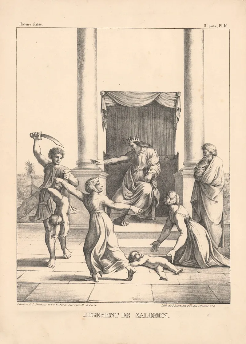 Jugement De Salomon by P. Bineteau - Canvas Print