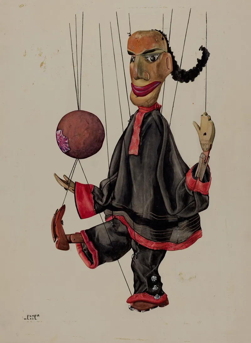 Juggling Marionette by Elmer Weise - Canvas Print