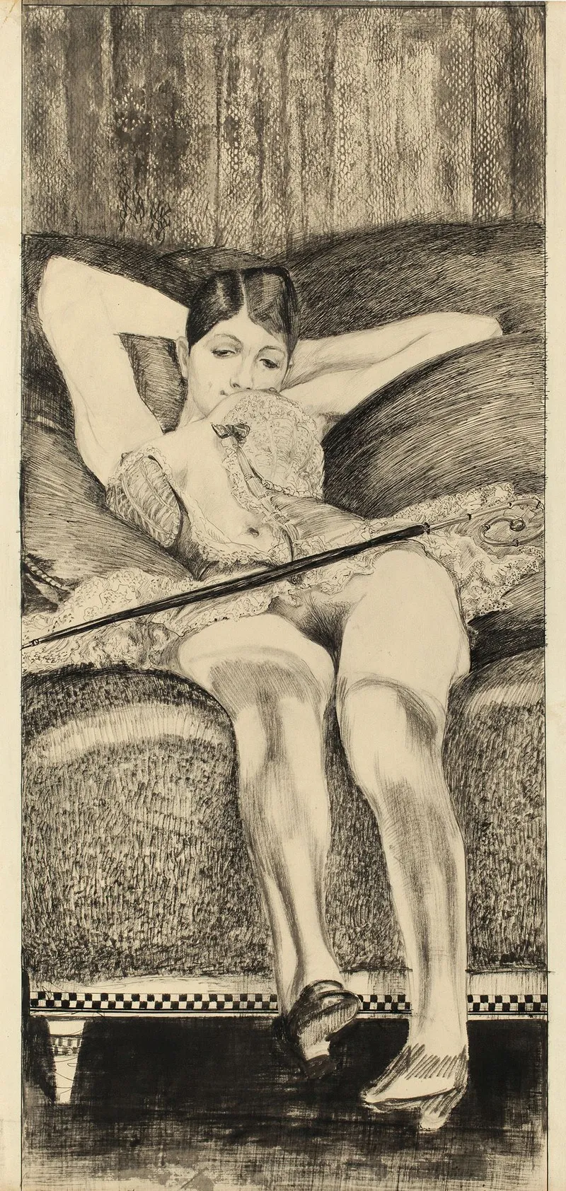 Junge Frau Auf Diwan