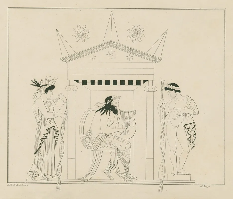 Jupiter With The Lyre Juno At Left by A. Rey - Canvas Print