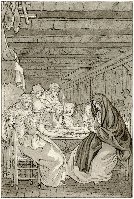 Kaartlegster Bij Een Boerenfamilie Kijkt Eens by Reinier Vinkeles - Canvas Print
