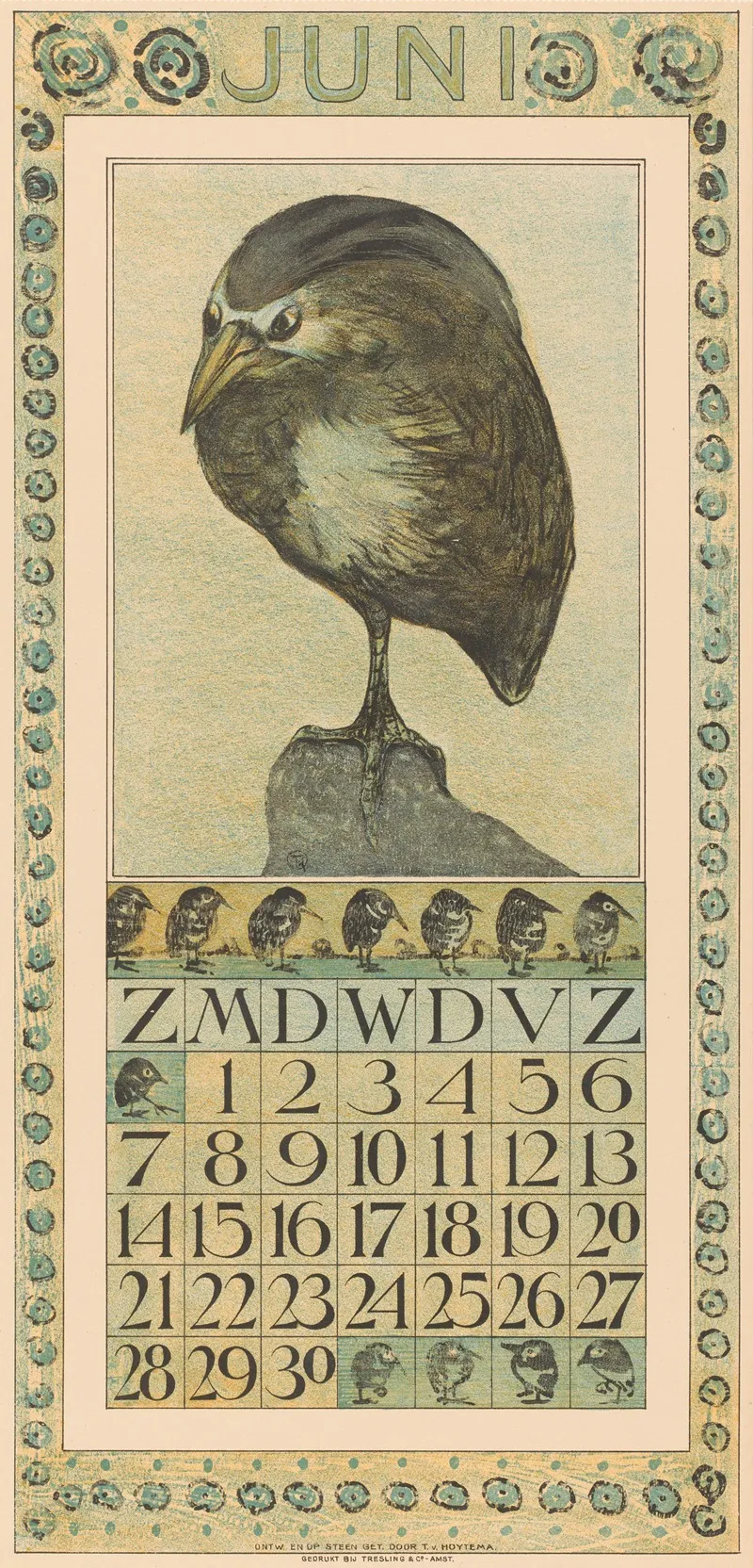 Kalenderblad Juni Met Kwak