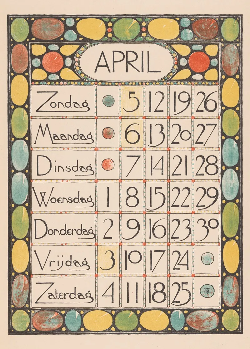 Kalenderblad Voor April 1896
