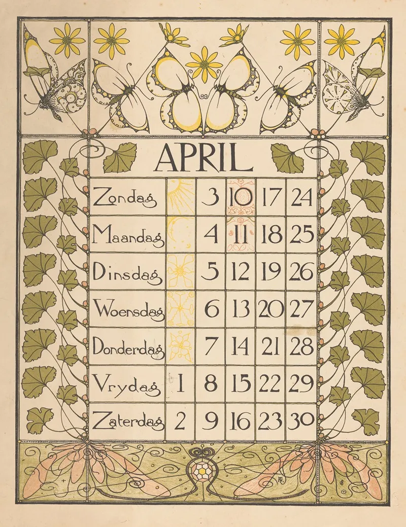 Kalenderblad Voor April 1898