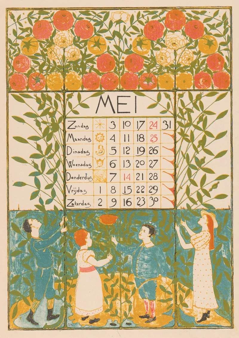 Kalenderblad Voor Mei 1896