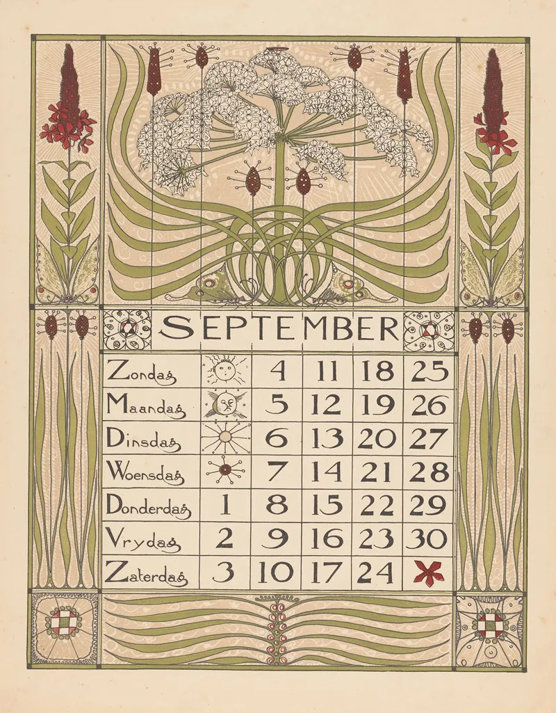 Kalenderblad Voor September 1898