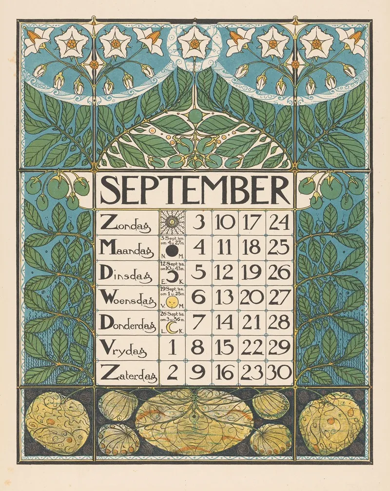 Kalenderblad Voor September 1899 2