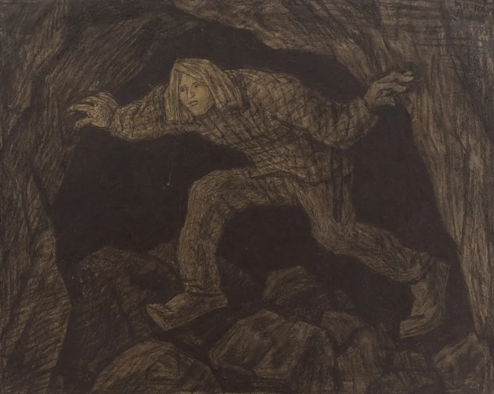 Kalevipoeg Sammub Labi Urka Porgu by Kristjan Raud - Canvas Print