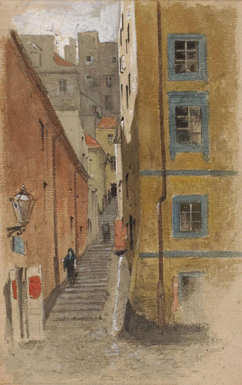 Kamienne Schodki Street In The Old Town In Warsaw by Maksymilian Gierymski - Canvas Print