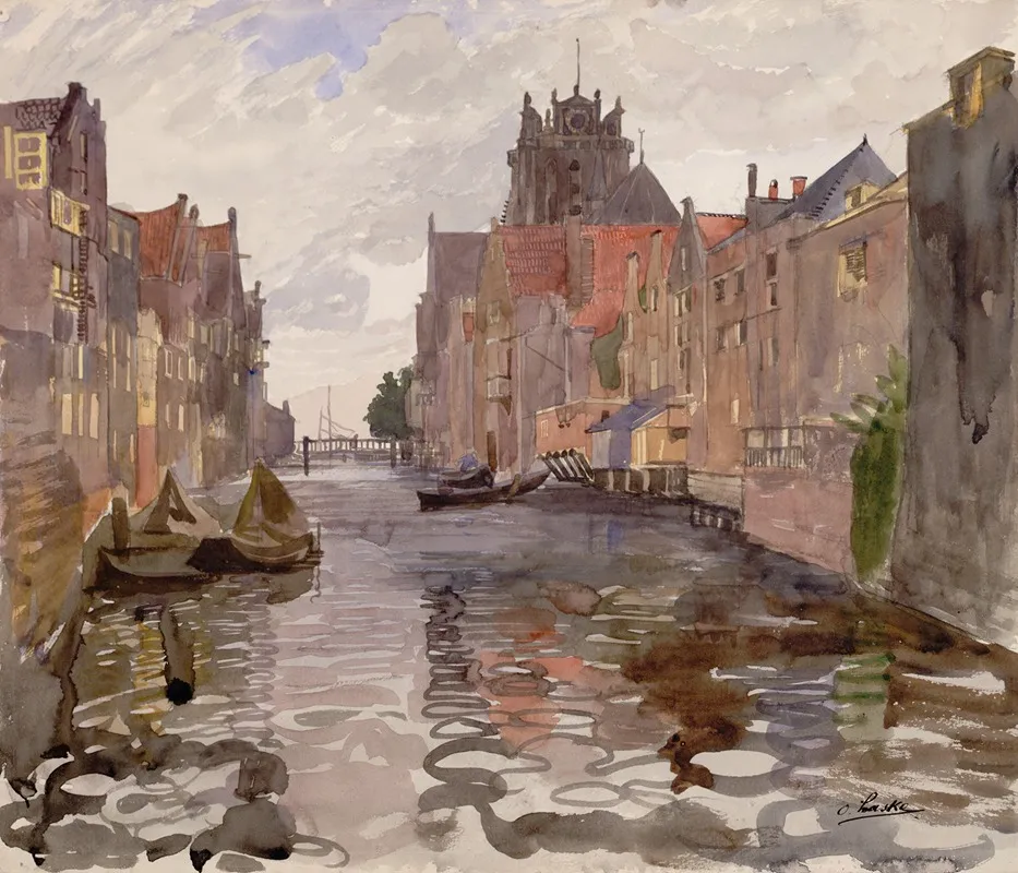 Kanal In Dordrecht by Oskar Laske - Canvas Print