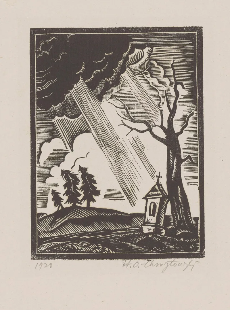 Kapliczka Podczas Burzy by Stanisław Ostoja-Chrostowski - Canvas Print