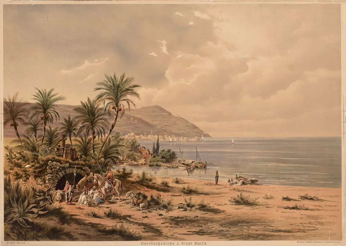 Karmelbjerget Og Haifa by Friedrich Perlberg - Canvas Print
