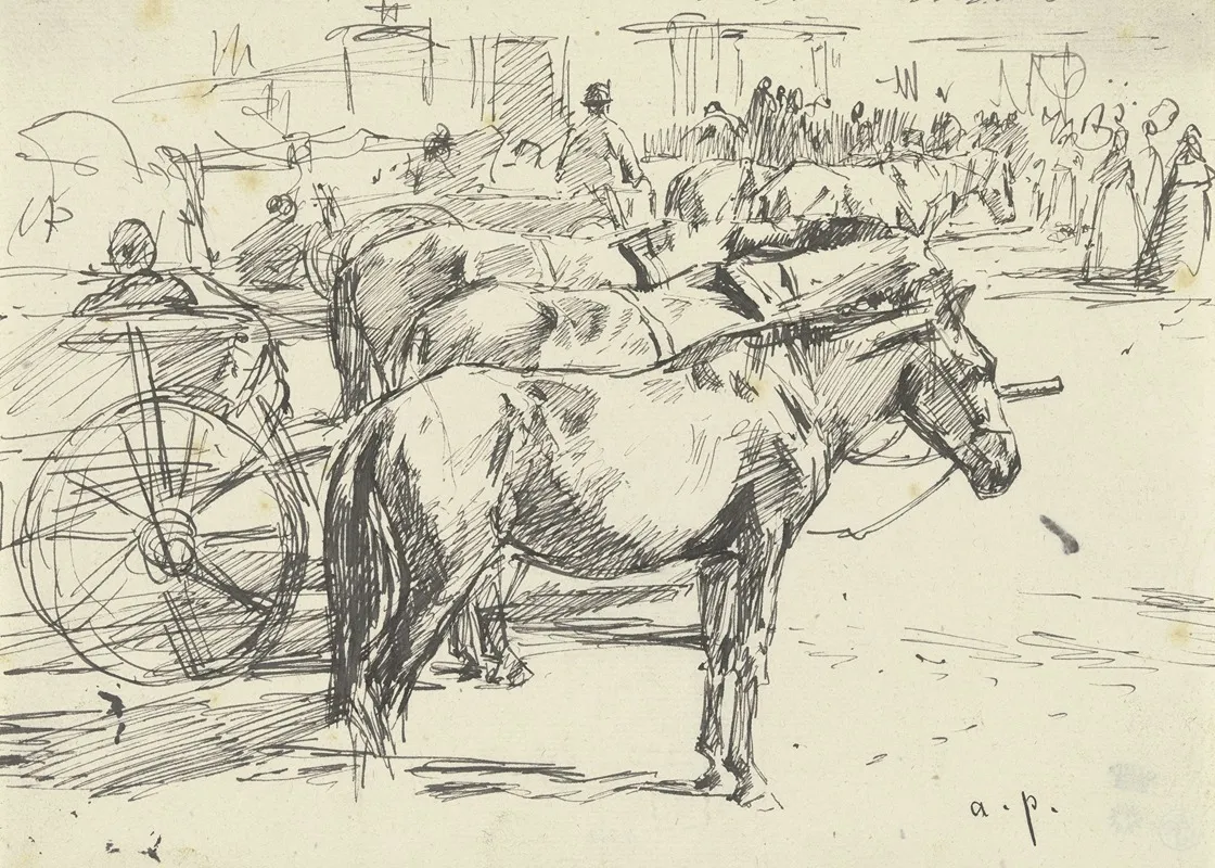 Karrengaule Auf Einem Marktplatz Im Ungarischen Szolnok by August von Pettenkofen - Canvas Print