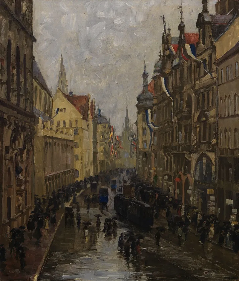 Kaufingerstrase In Munchen by Charles Vetter - Canvas Print