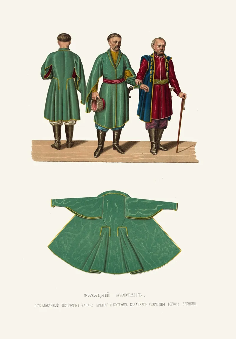 Kazatskii Kaftan Pozhalovannyi Petrom I Kazaku Breshku I Kostium Kazatskago Starshiny Togo Zhe Vremeni
