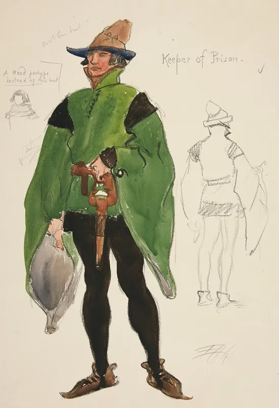Keeper Of Prison Costume Sketch For Henry Irvings 1898 Planned Production Of Richard Ii