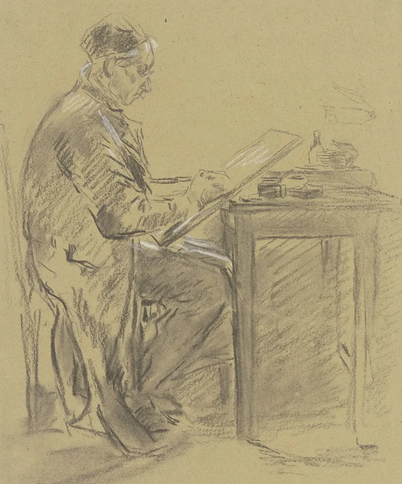 Kegelschreiber Auf Eine Tafel Notierend by Anton Burger - Canvas Print