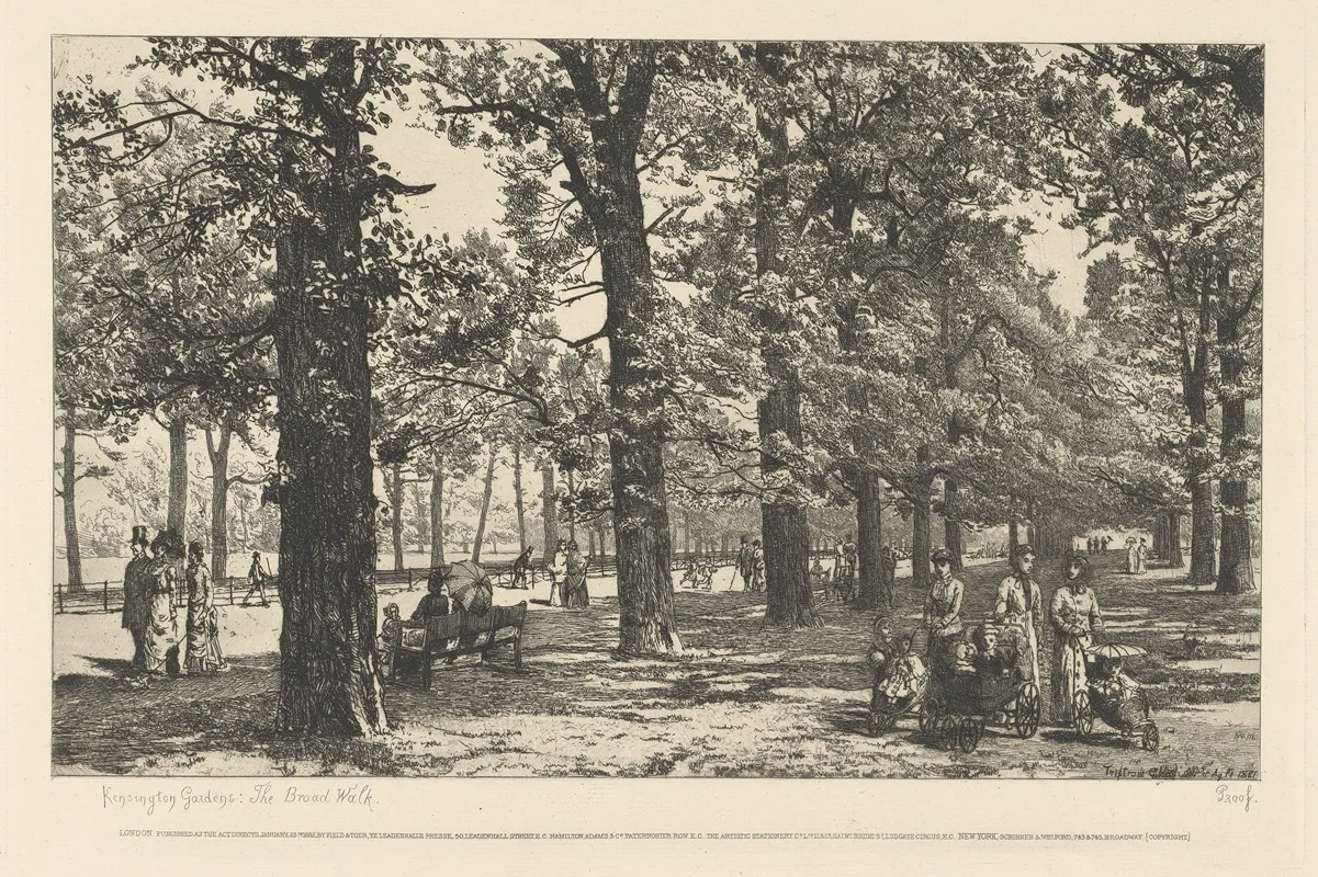 Kensington Gardens The Board Walk by Tristram James Ellis - Canvas Print