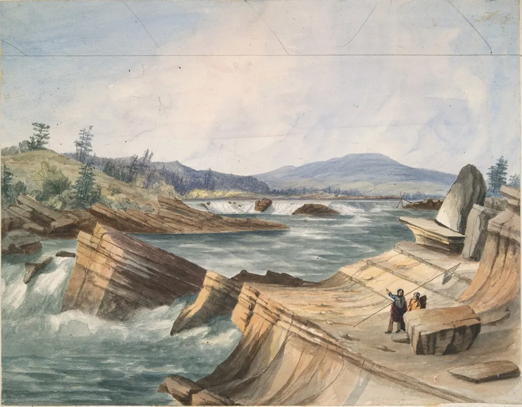 Kettle Falls Columbia River by John Mix Stanley - Canvas Print