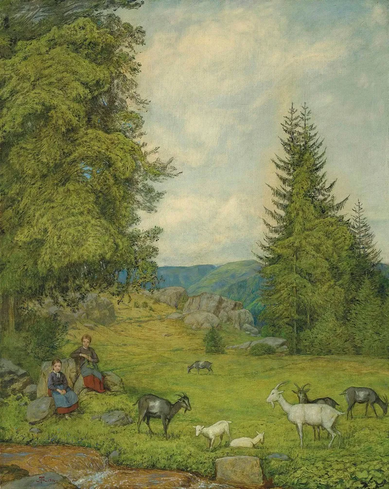 Kinder Mit Ziegenherd