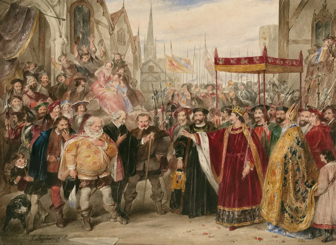 King Henry Iv Pt 2 V 5 Denouncement Of Falstaff By The King by James Stephanoff - Canvas Print
