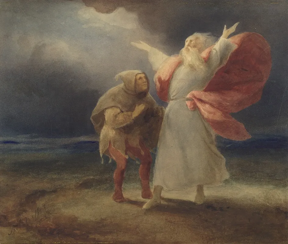King Lear Iii 2 Lear And The Fool by Ary Scheffer - Canvas Print