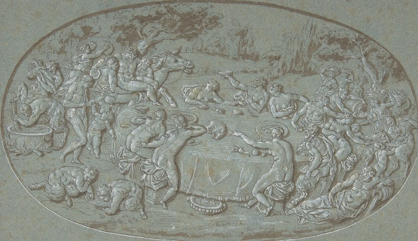 King Midas Feasting At The Arrival Of Silenus by Circle of Bernard Picart - Canvas Print