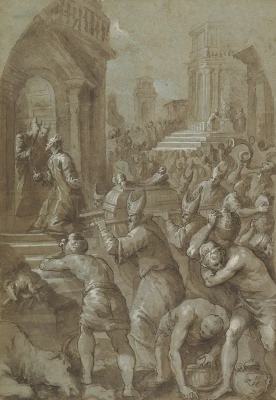 King Solomon Beholds The Ark Of The Covenant Being Brought To The Temple