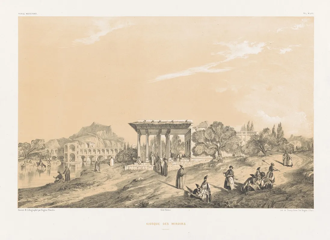 Kiosque Des Miroirs Ispahan by Eugène Flandin - Canvas Print