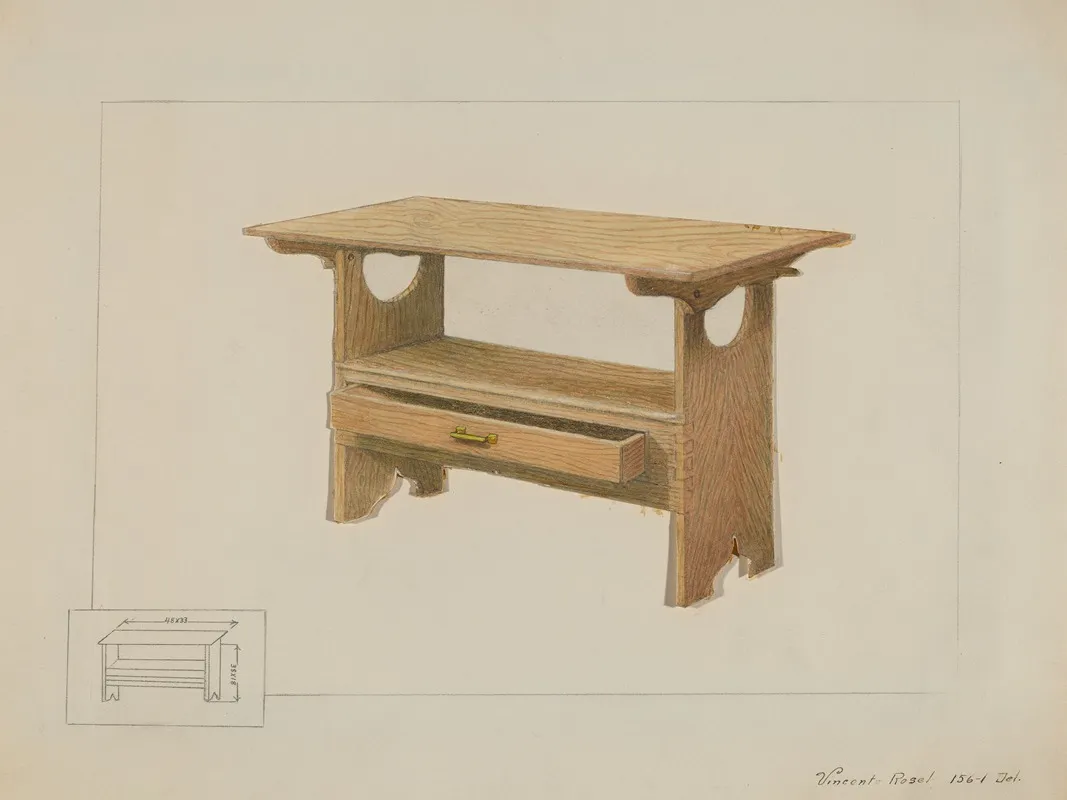 Kitchen Bench Table by Vincent P. Rosel - Canvas Print