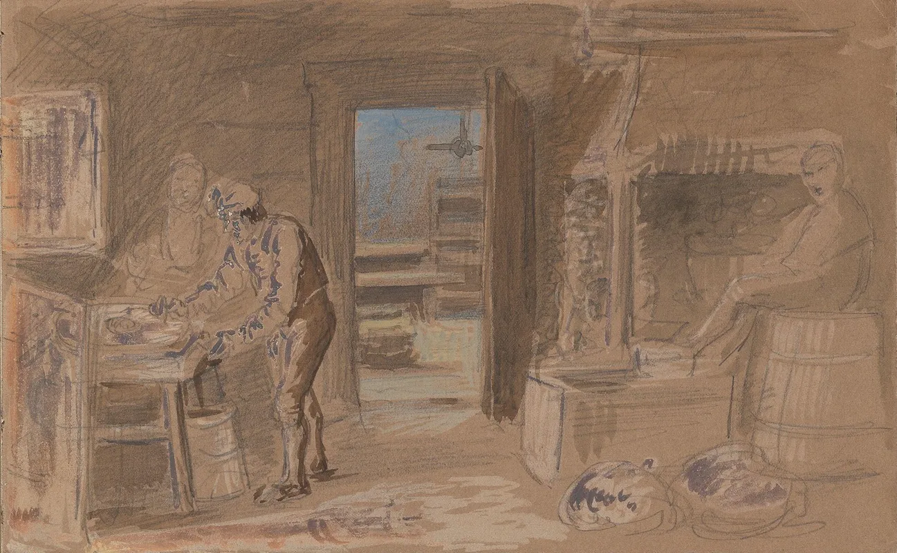 Kitchen Interior With Figures
