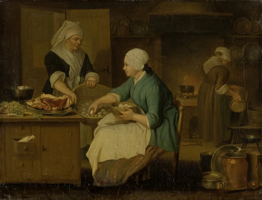Kitchen Interior With Three Women