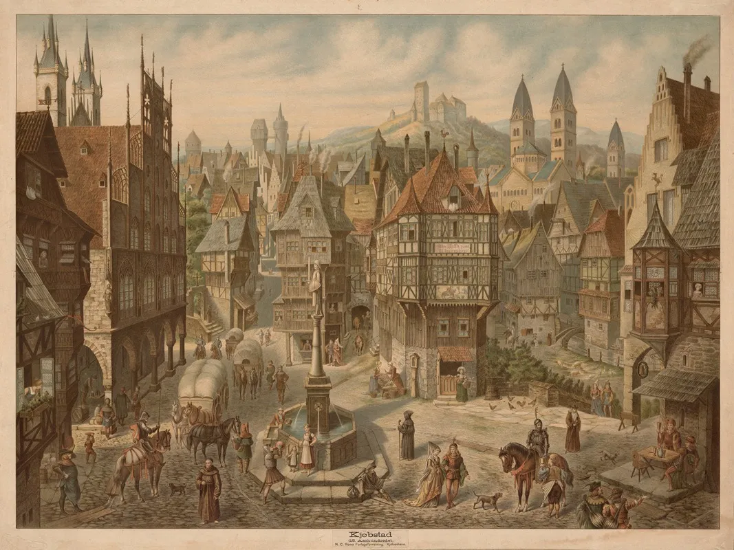 Kjobstad 15 Arhundrede by Adolf Lehmann - Canvas Print