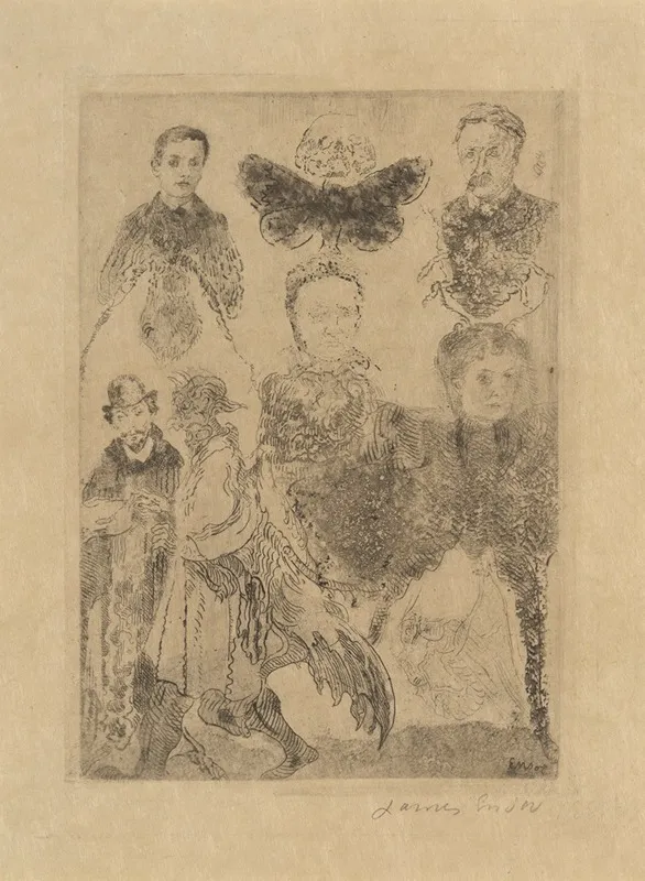 Kleine Vreemdsoortige Figuren by James Ensor - Canvas Print