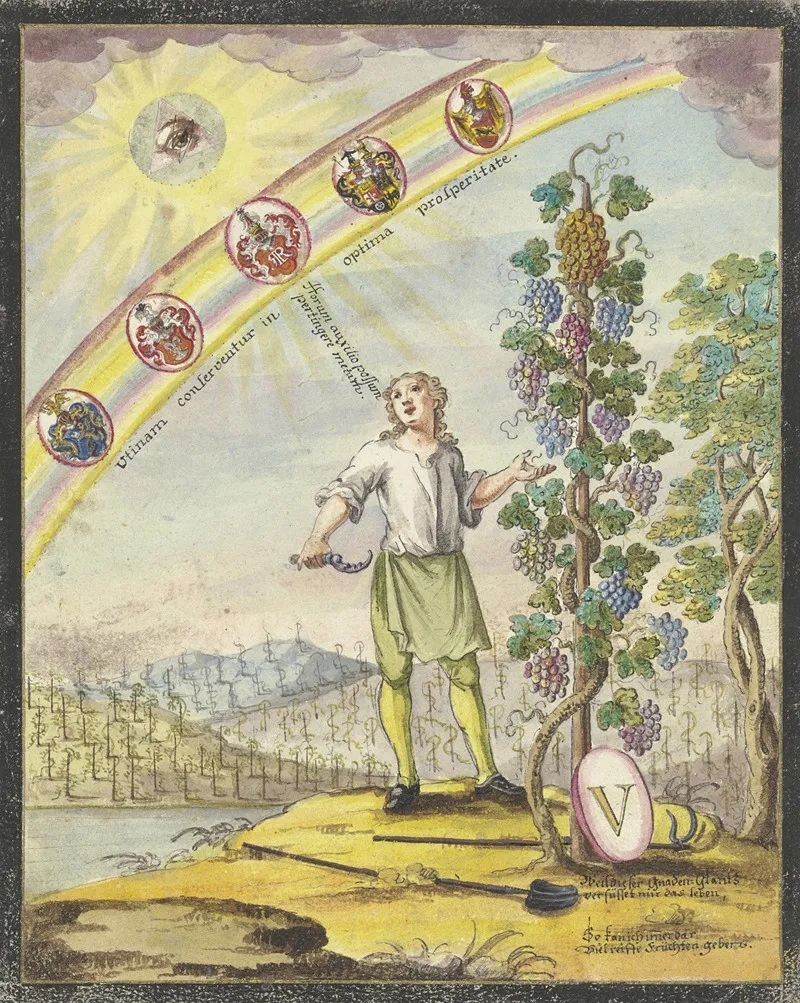 Knabe Mit Einem Rebmesser Vor Einem Weinstock