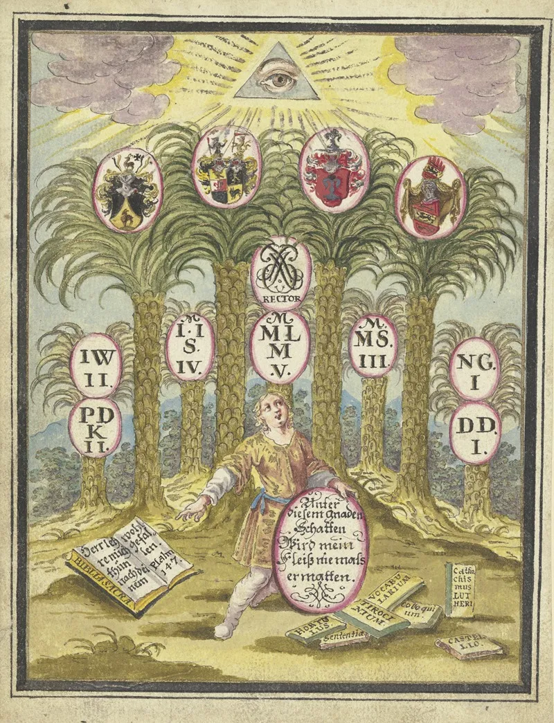 Knabe Mit Einem Schild Unter Palmen by Johann Esaias Nilson - Canvas Print