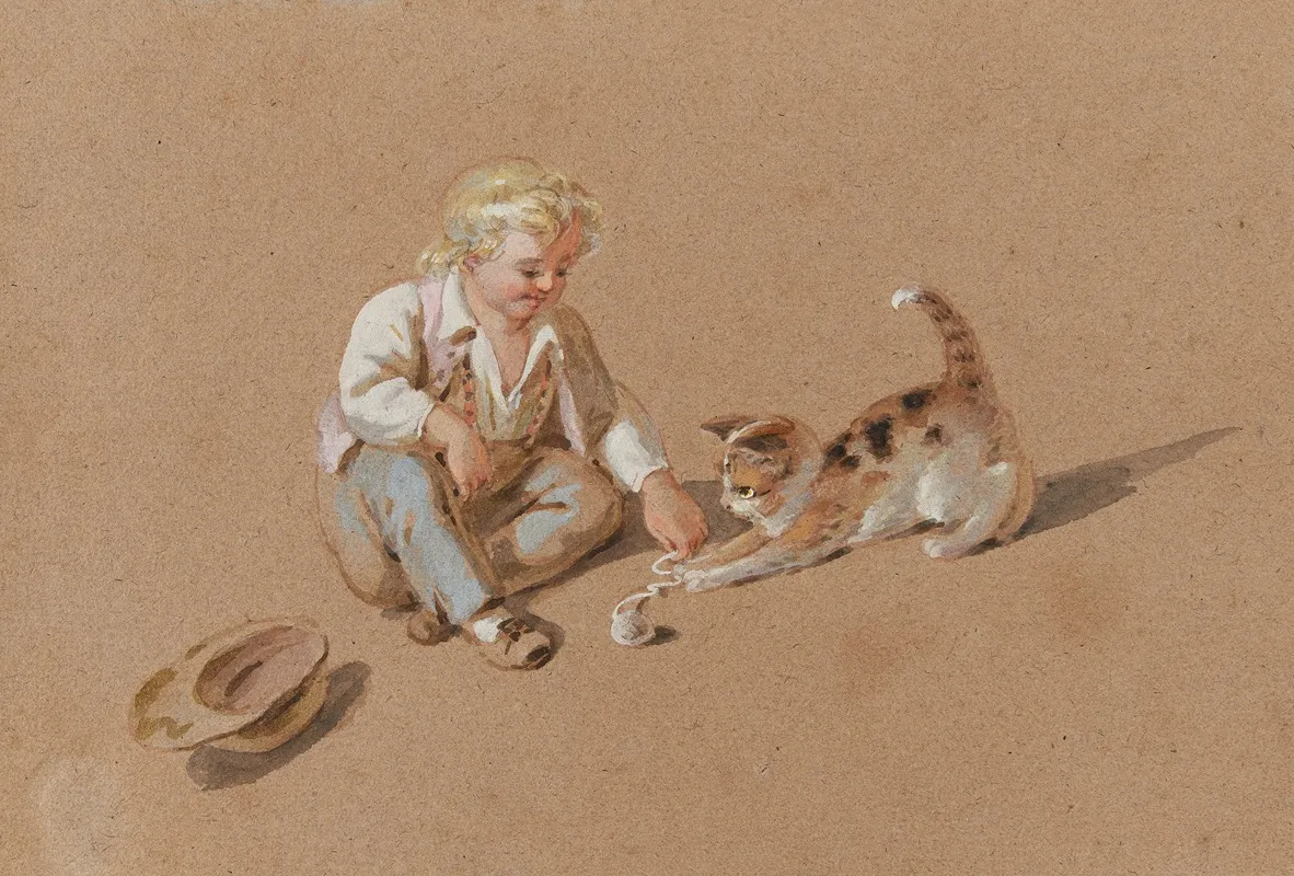 Knabe Und Katze