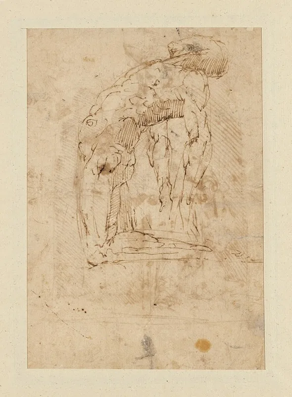 Kneeling Male Nude With His Head And Shoulders Leaning Back